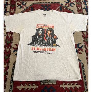 Vintage 1998 WCW NWO Superbrawl Rematch Sting Hogan T Shirt XL Wrestling Tee 90s